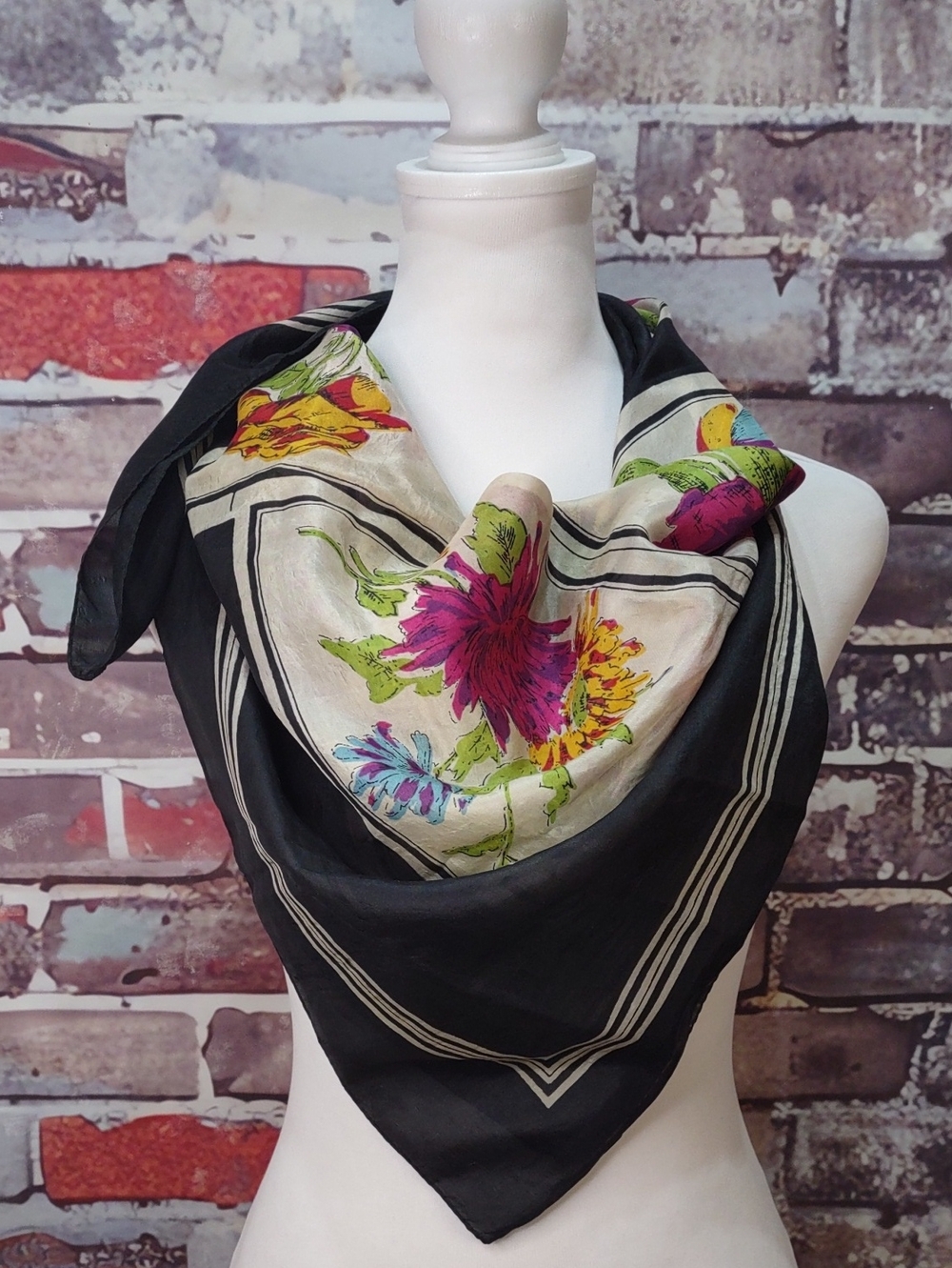 Vintage Floral Silk Scarf